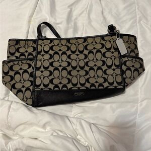 Coach Black and Tan Geometric Shoulder Bag